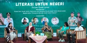 Narasumber talkshow bertajuk Yamuti dan Literasi untuk Negeri terdiri dari sastrawan dan penulis, Kurnia Effendi, Hermawan Aksan, Ratna Ayu Budiarti, dan Windy Martinda, Bandung, Sabtu, 6 Januari 2024/Foto: Doc. Pribadi.