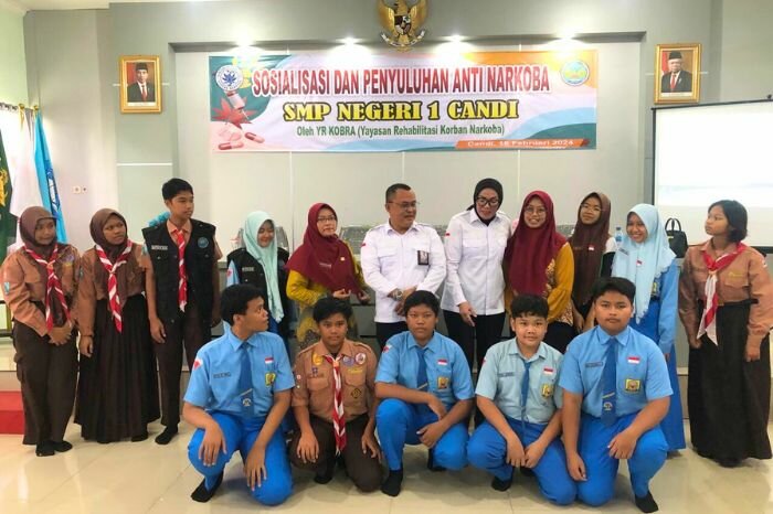 Yayasan Rehabilitasi Korban Narkoba (YR KOBRA) Sosialisasi Bahaya Narkoba di SMPN 1 Candi Sidoarjo, (16/02/24). (Doc.Ist)